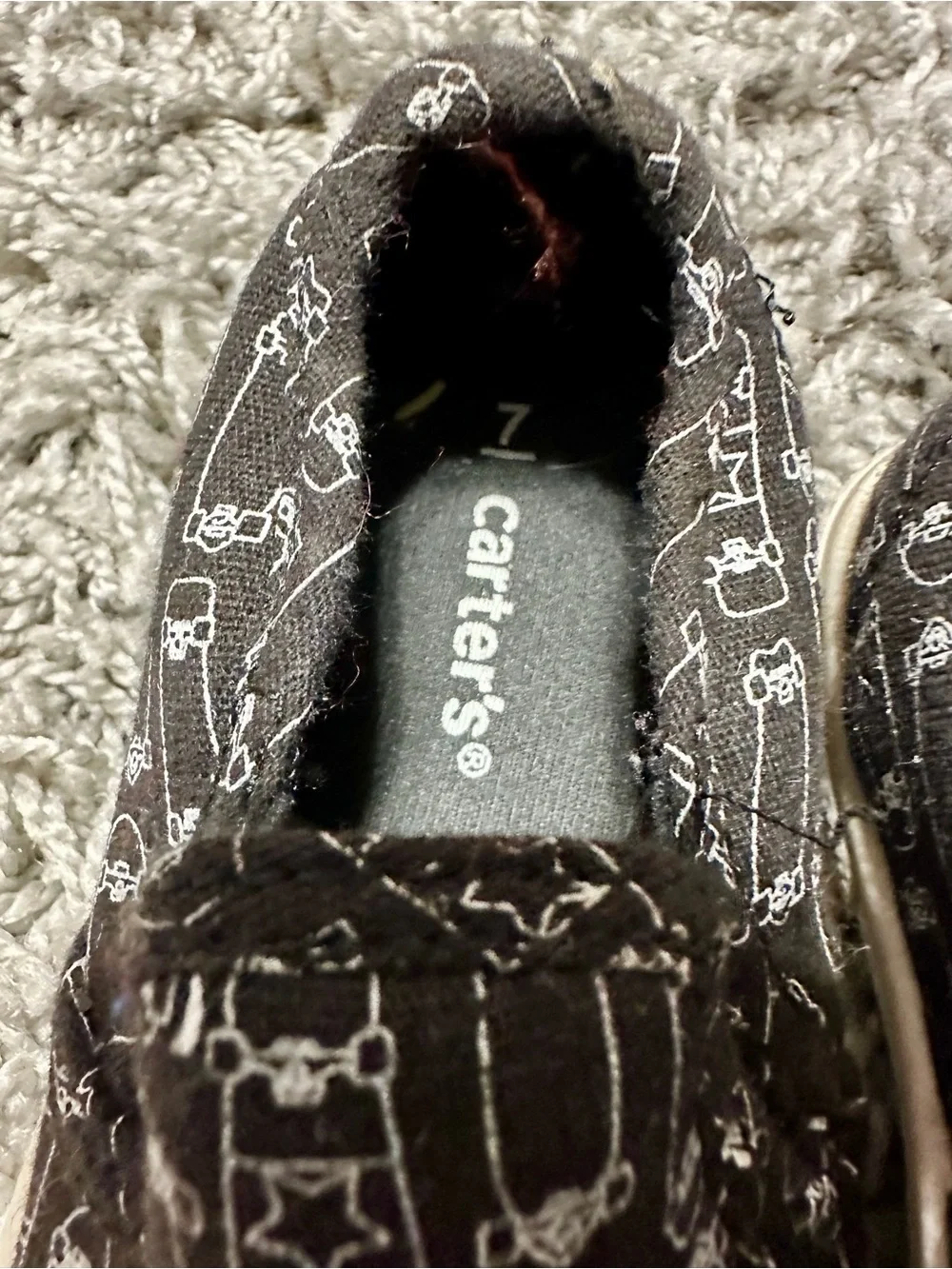 Carter's Black Skateboard-Print Slip-On Sneakers